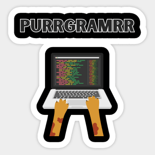 Purrgramrr Programmer Funny Cat Paws on Laptop Sticker